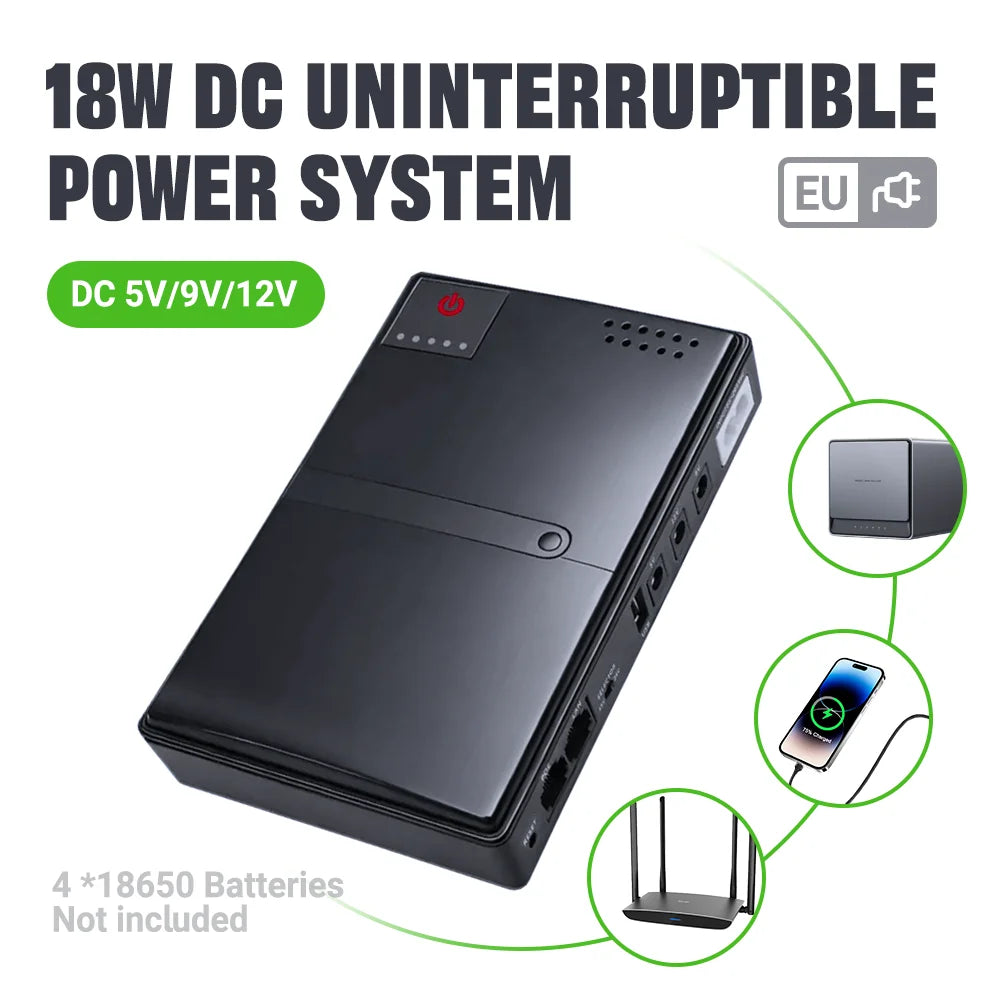 DC1018L 18W Mini UPS for WiFi Router & Modem - Backup Power Supply