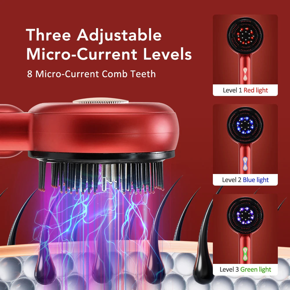 Electric Scalp Massager Comb with LED Light Therapy & Liquid Applicator - 17