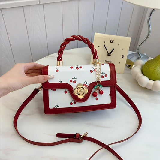 Luxury Cherry Print Square Bag