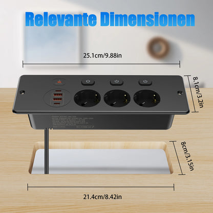 EU Desktop Power Strip with 5 AC Sockets & 4 USB Ports - 3250W Fast Charge