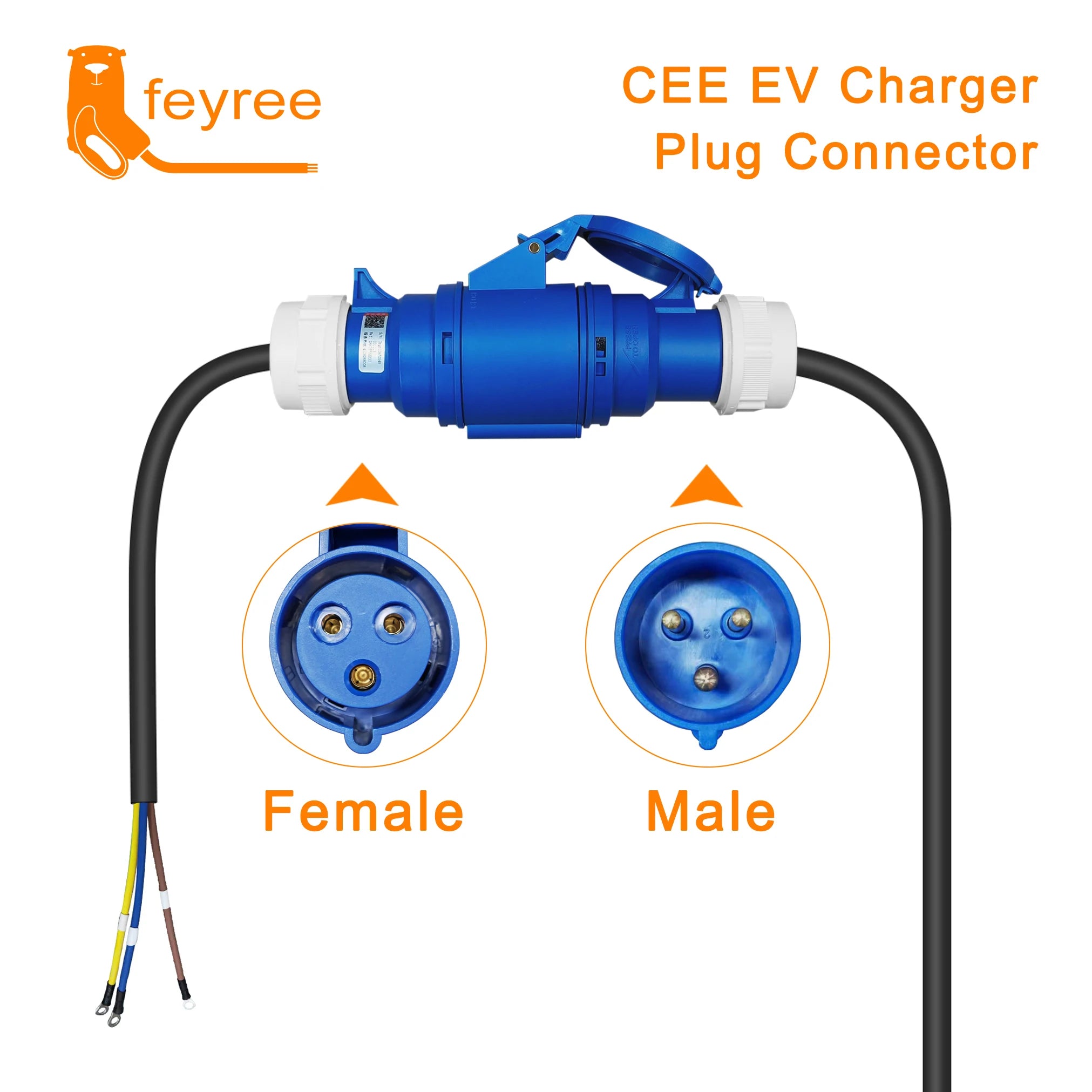 32A EV Charging Adapter 7KW CEE Female 3-Pin Portable Connector - 7