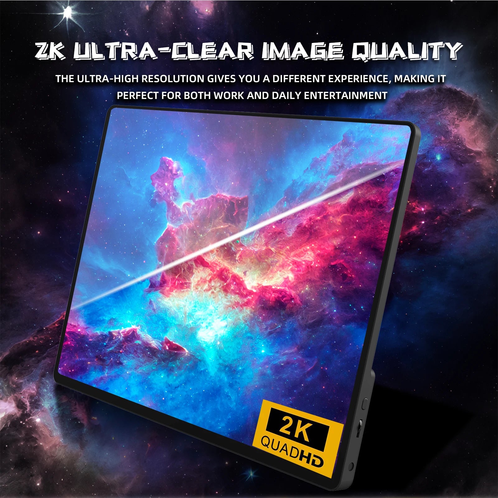 14" 2K Portable Monitor - 60Hz Ultra HD HDR Laptop Display Screen - 2