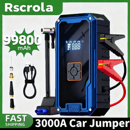 3000A Car Jump Starter with 150PSI Air Compressor & 99800mAh Power Bank