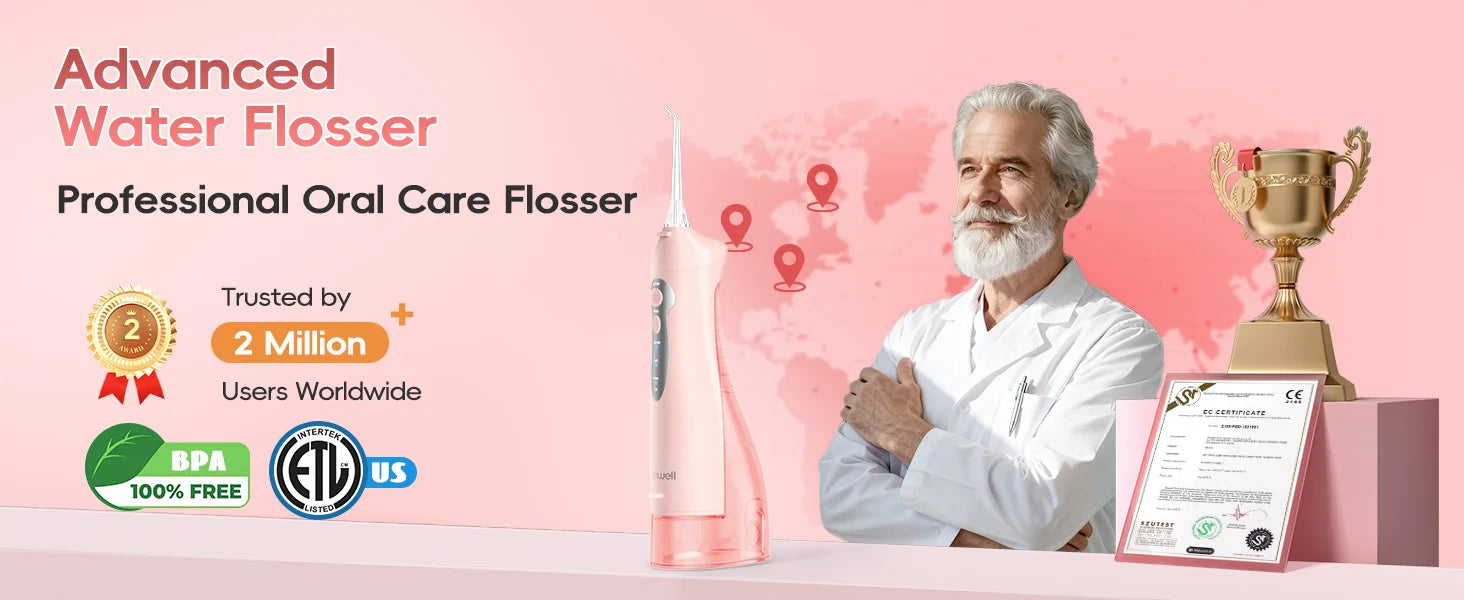 Rechargeable Portable Water Flosser with 6 Tips & 300ml Tank for Oral Care - 7