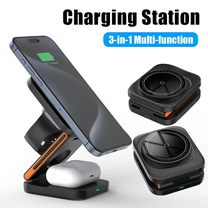 3-in-1 Foldable Magnetic Wireless Charging Station for Apple Devices