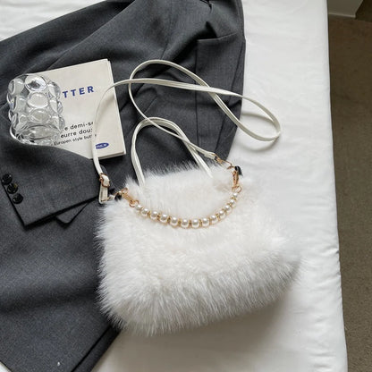 Luxury Plush Pearl Handbag