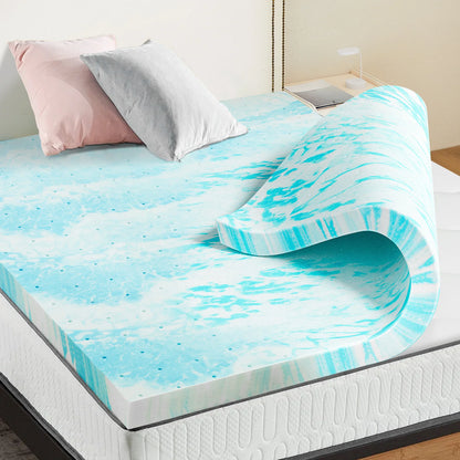 Gel Memory Foam Mattress Topper - Cooling & Pressure Relief Bed Pad