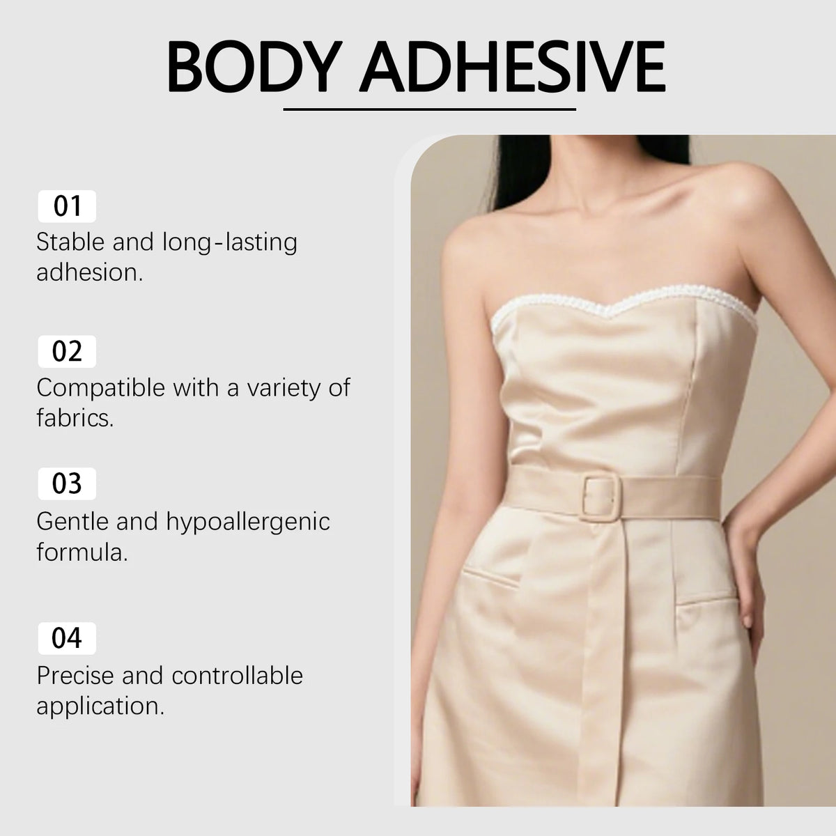 Fashion Body Adhesive for Clothing - Sweatproof & Invisible Secure Fabric Glue