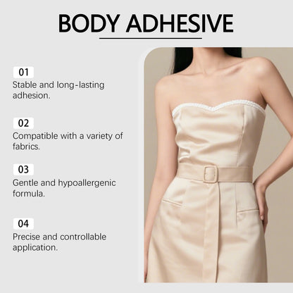 Fashion Body Adhesive for Clothing - Sweatproof & Invisible Secure Fabric Glue