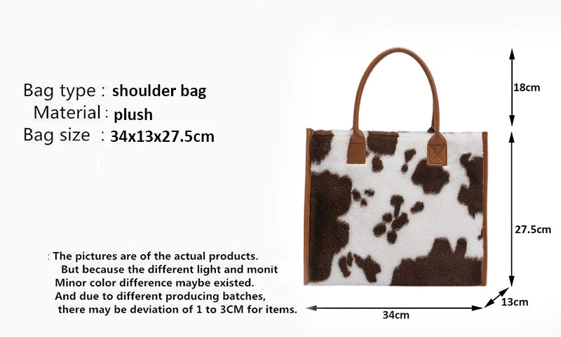 Luxury Fluffy Animal Print Tote