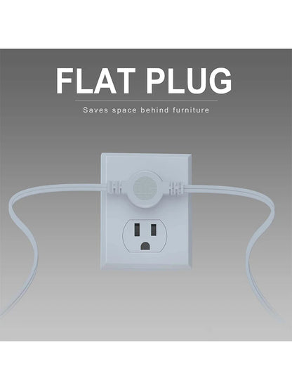 12ft Twin Extension Cord - Dual-Sided 6ft Power Splitter with Flat Plug