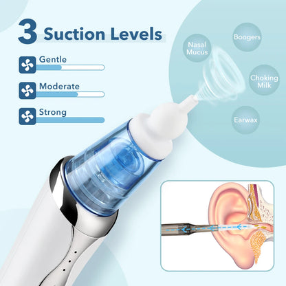 Electric Baby Ear Wax Removal Vacuum Cleaner with LED Light & 3 Suction Levels