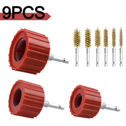 Copper Pipe Cleaner Set for Drill - 1/2 3/4 1 Inch Tube Cleaning Brush & Wire Bore Brushes