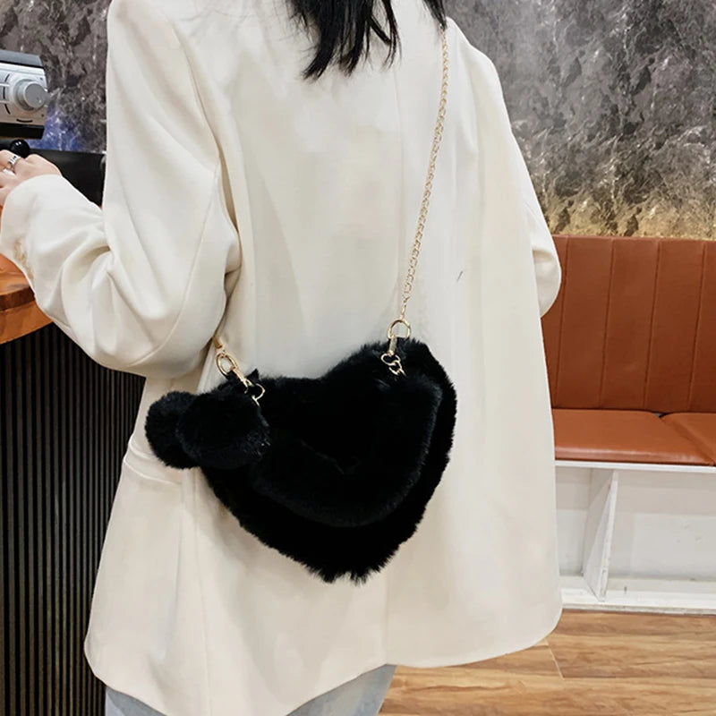 Luxury Plush Heart Handbag