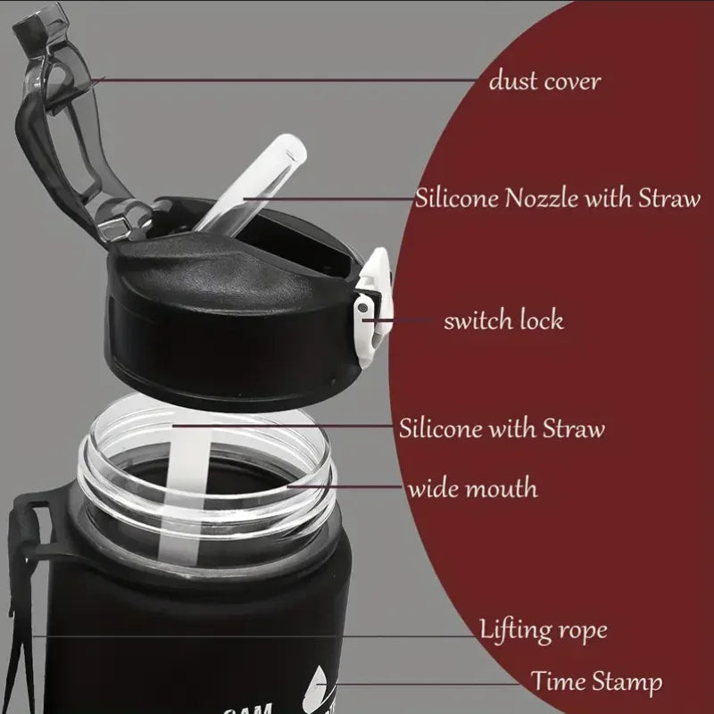 Motivational 750ml Sports Water Bottle with Time Marker & Leak-Proof Straw - 13