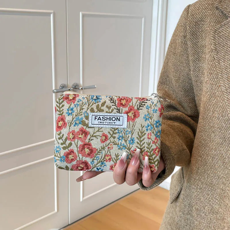 Luxury Retro Floral Canvas Clutch
