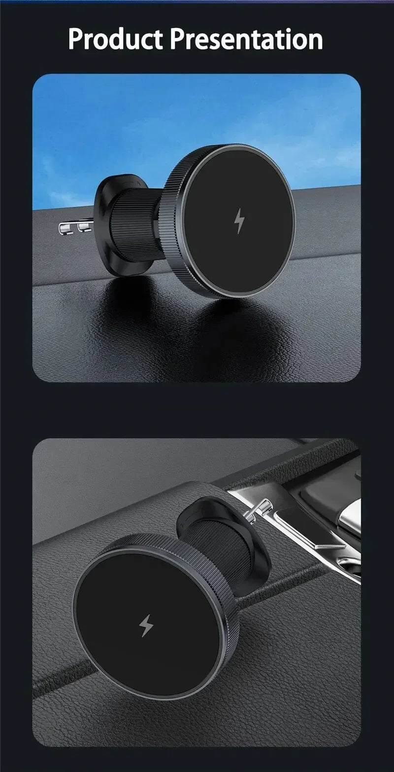Magnetic Wireless Car Charger with Cooling Fan - 15W Fast Phone Mount - 14