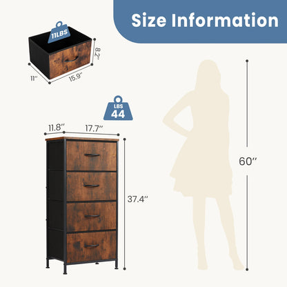 4-Drawer Bedroom Dresser & Nightstand with Sturdy Metal Frame