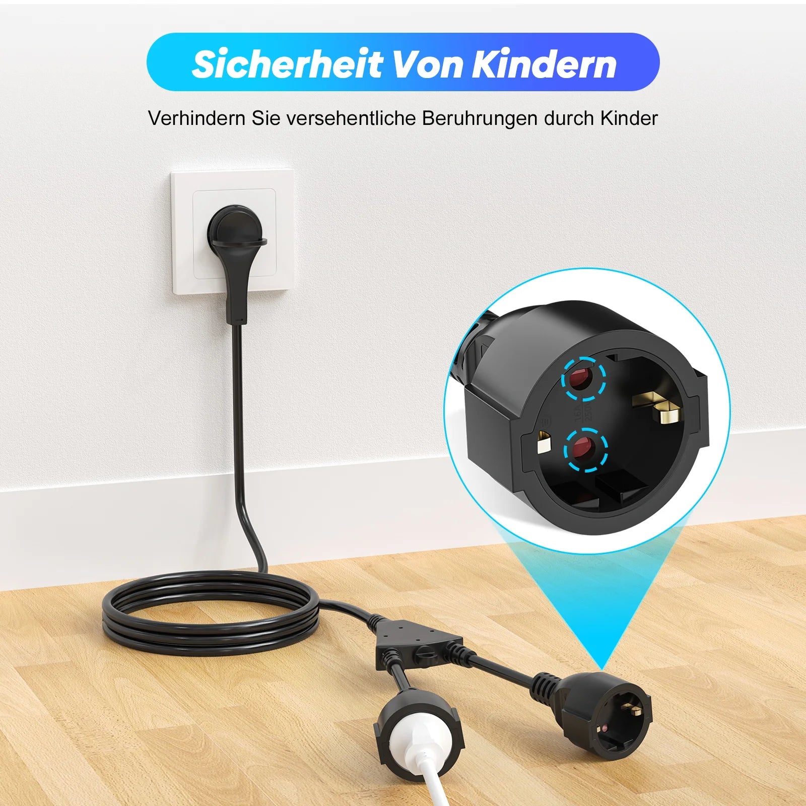 Heavy Duty EU Extension Cord - 4000W Waterproof Power Socket for Home - 5