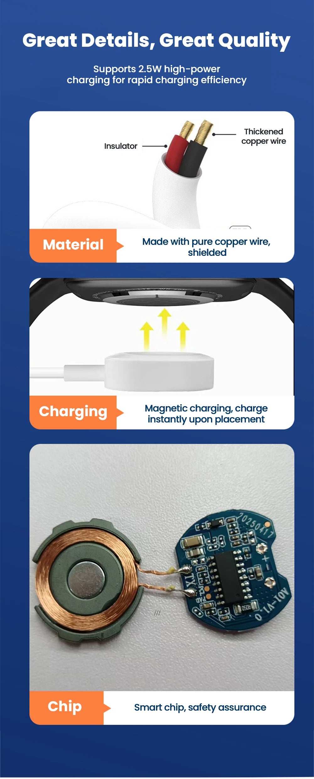 Magnetic Fast Charger for iWatch Series 1-11 & Ultra 1/2 USB-C Cable