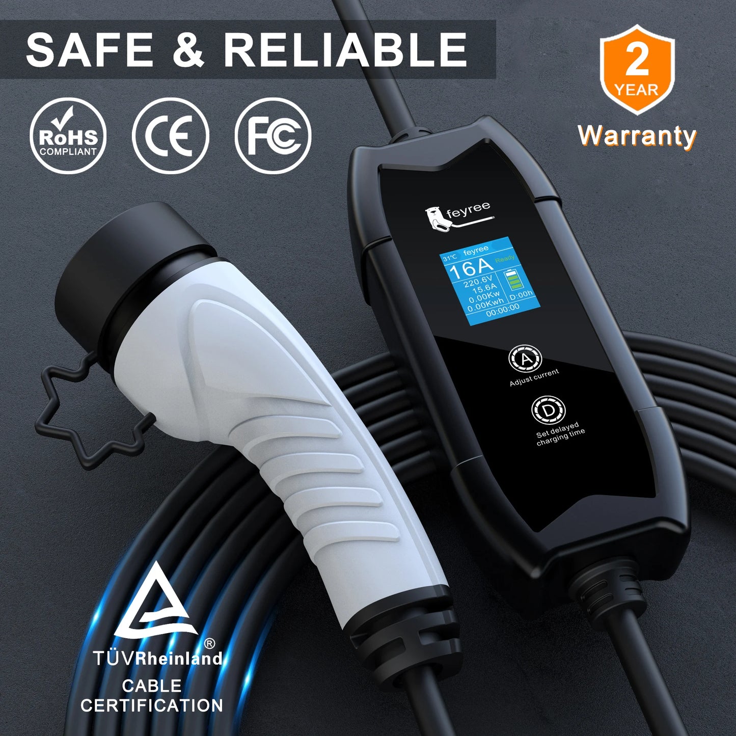 Portable EV Charger 3.5KW Adjustable Electric Vehicle Charging Station