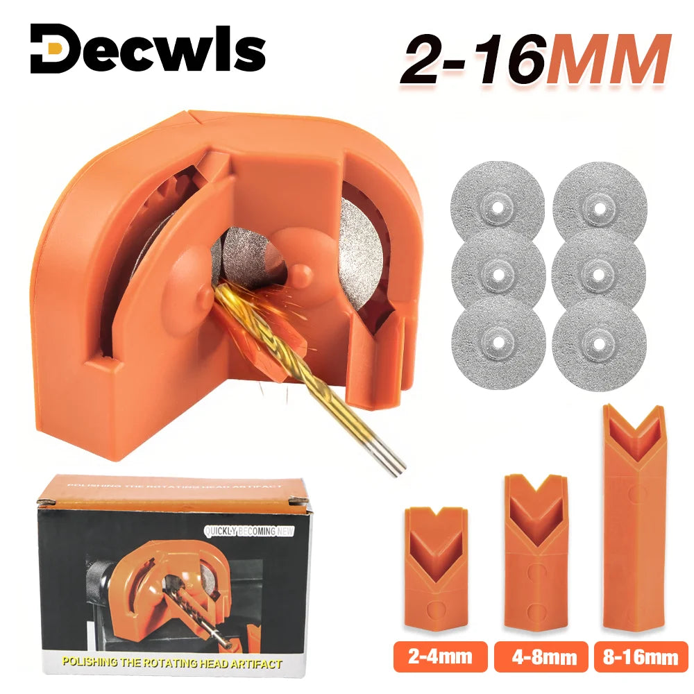 Twist Drill Bit Sharpener Tool for 2-16mm Bits - Portable Grinder Powered by Electric Drill - 1