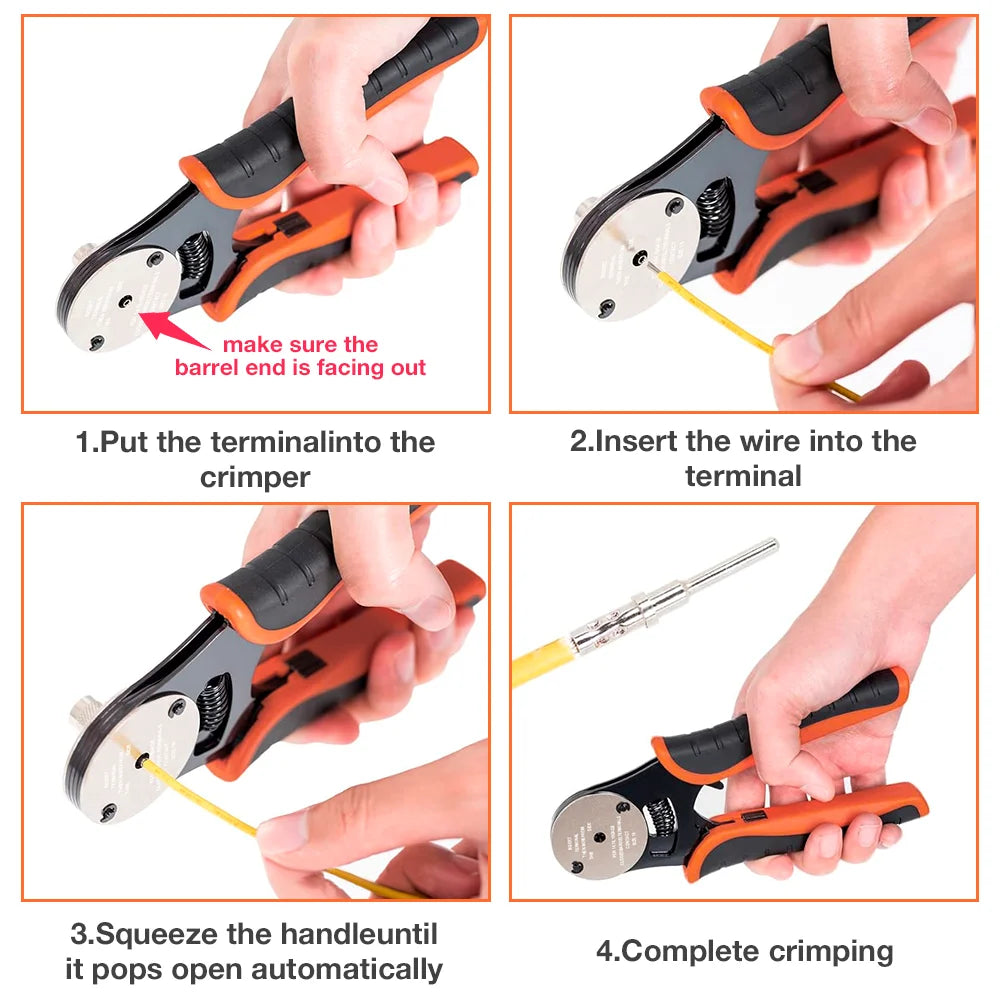 Deutsch Closed Barrel Crimp Tool - 4-Way Indent Crimper for 14/16/18 AWG Solid Contacts - 6