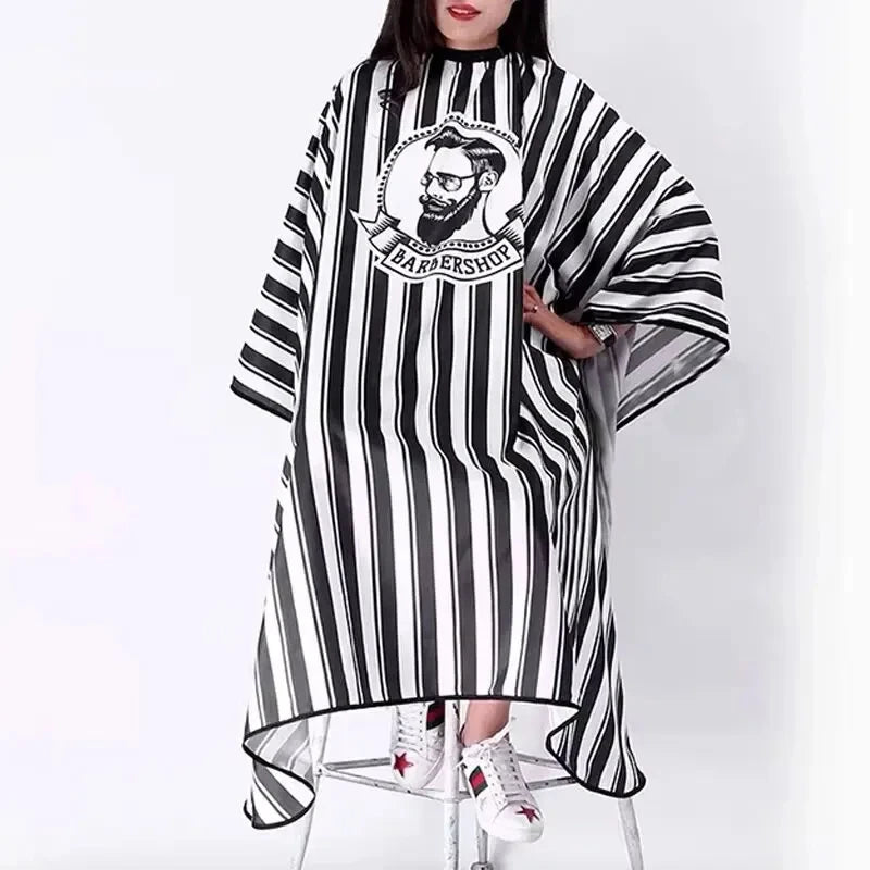 Striped Professional Barber Cape - Hair Cutting Apron for Salons