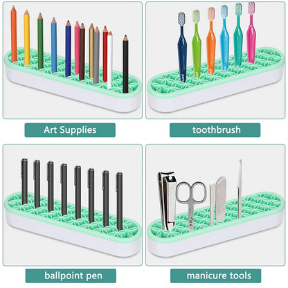Silicone Makeup Brush Organizer & Drying Rack - Durable Desktop Storage