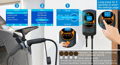Type 2 Smart EV Wallbox Charger - 7.6kW/11kW/22kW with WiFi & App Control