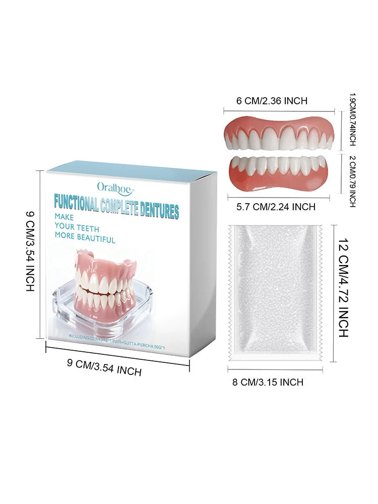 Instant Smile Temporary Dentures - Natural Looking Upper & Lower Teeth Veneers