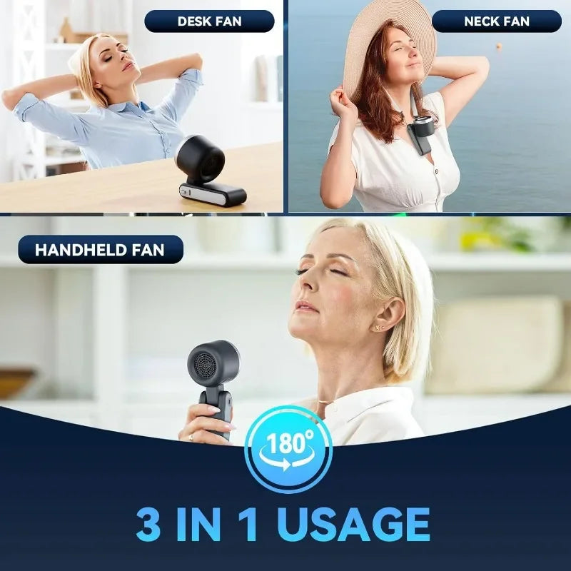 3-in-1 Rechargeable Mini Fan | 5-Speed Foldable Handheld Fan - 6