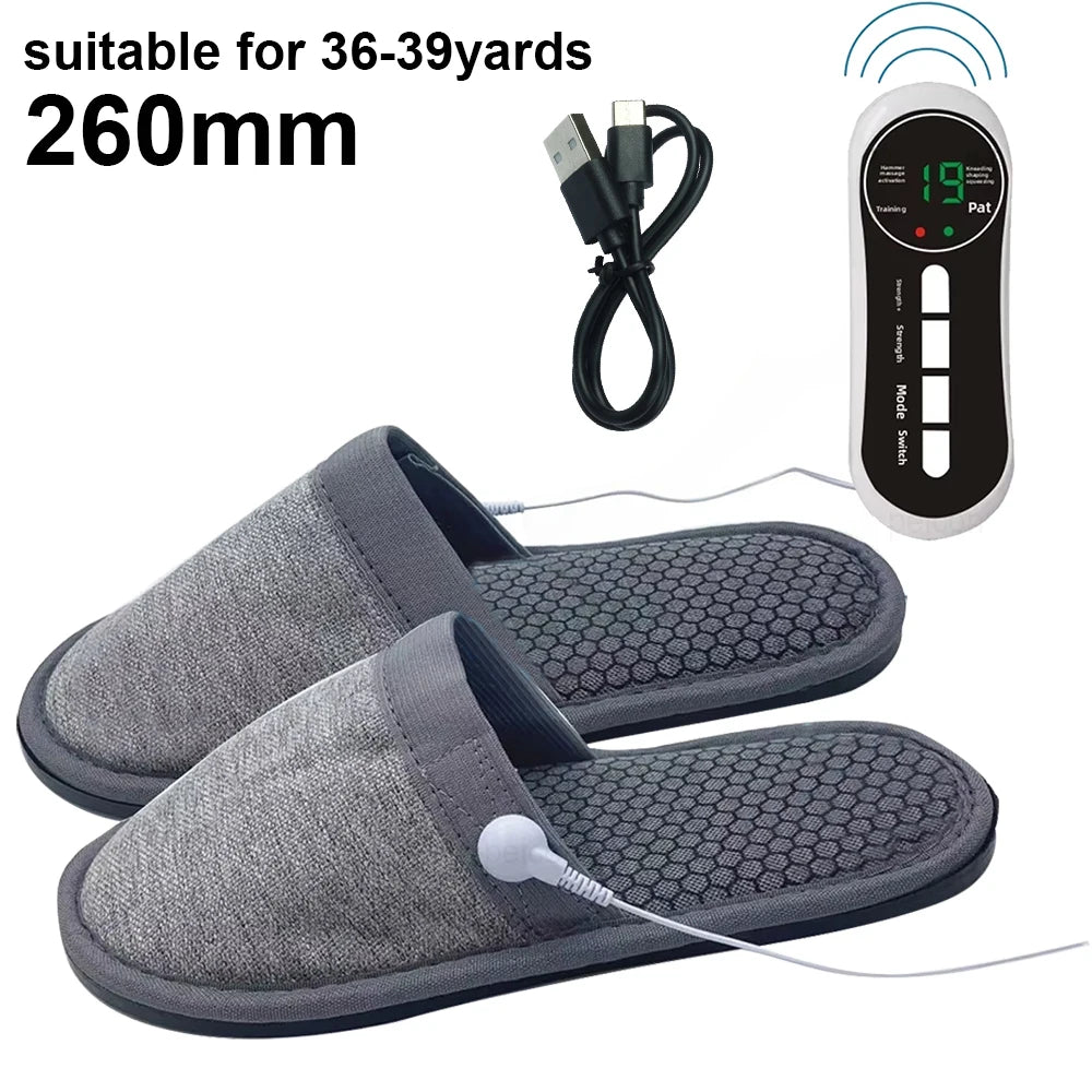 EMS Foot Massager Slippers with Remote - Electric Pulse Therapy Shoes