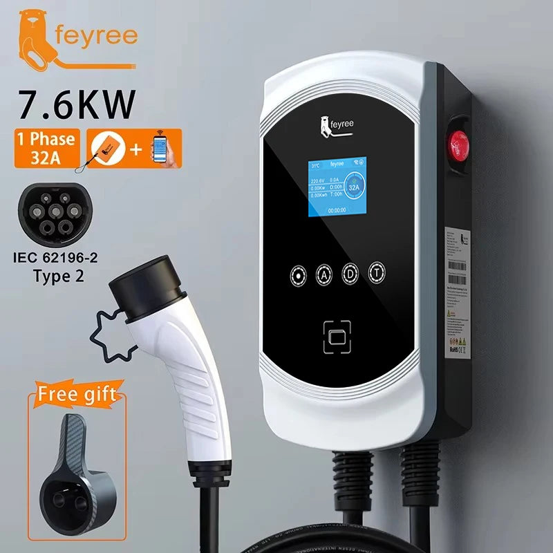 Smart EV Wallbox Charger - 22KW Type 2 Electric Vehicle Charging Station - 45