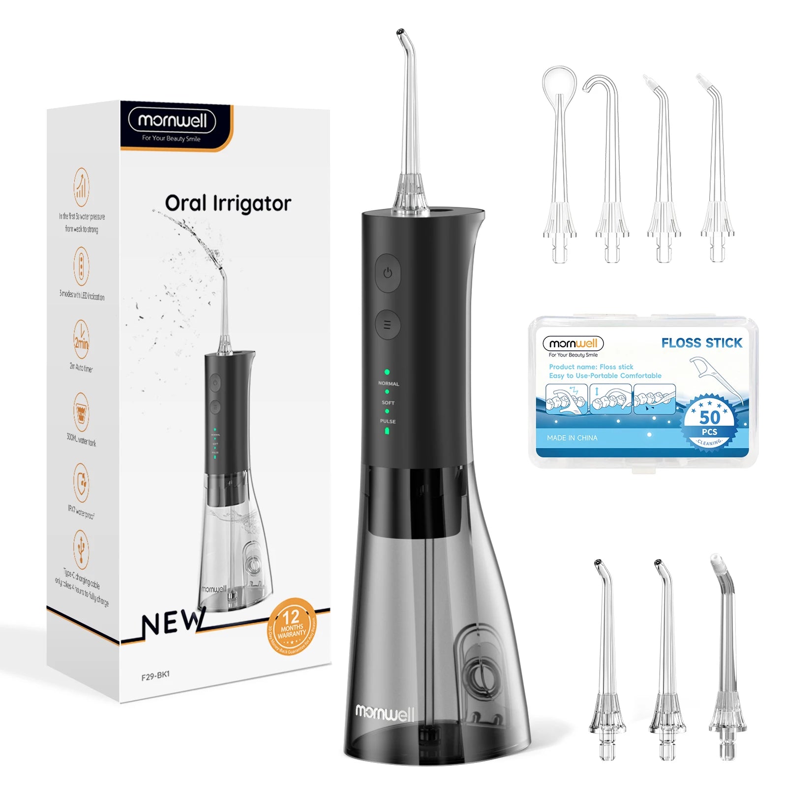 Portable Cordless Water Flosser - Rechargeable Oral Irrigator for Teeth Cleaning - 15