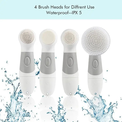 4-in-1 Waterproof Electric Facial Cleansing Brush & Exfoliating Skin Scrubber