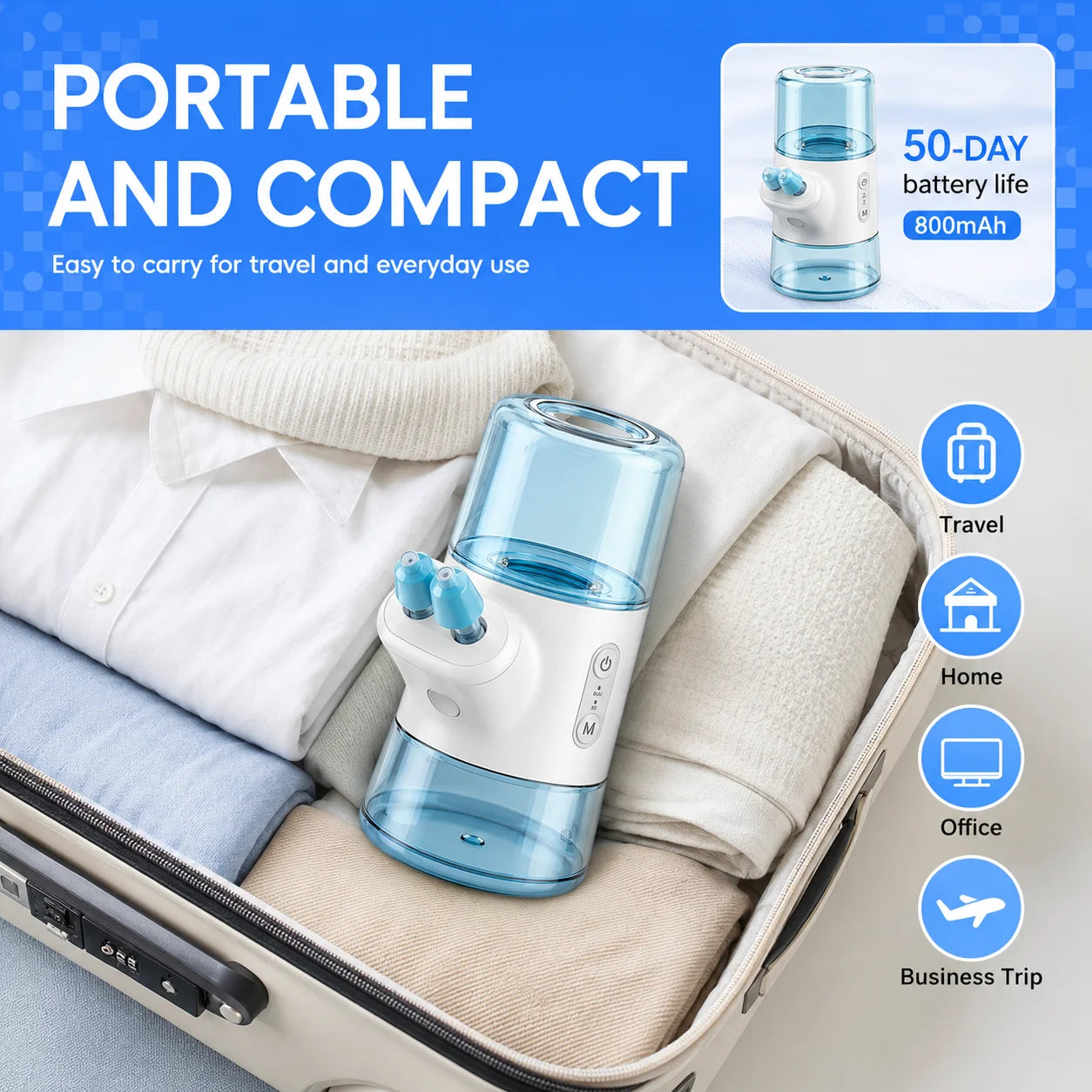Portable Electric Nasal Irrigator - Rechargeable Sinus Rinse Device - 6