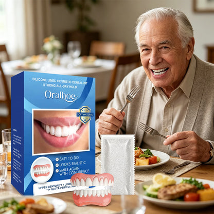 Natural Silicone Cosmetic Dentures - Instant Smile Comfort Fit Teeth Veneers