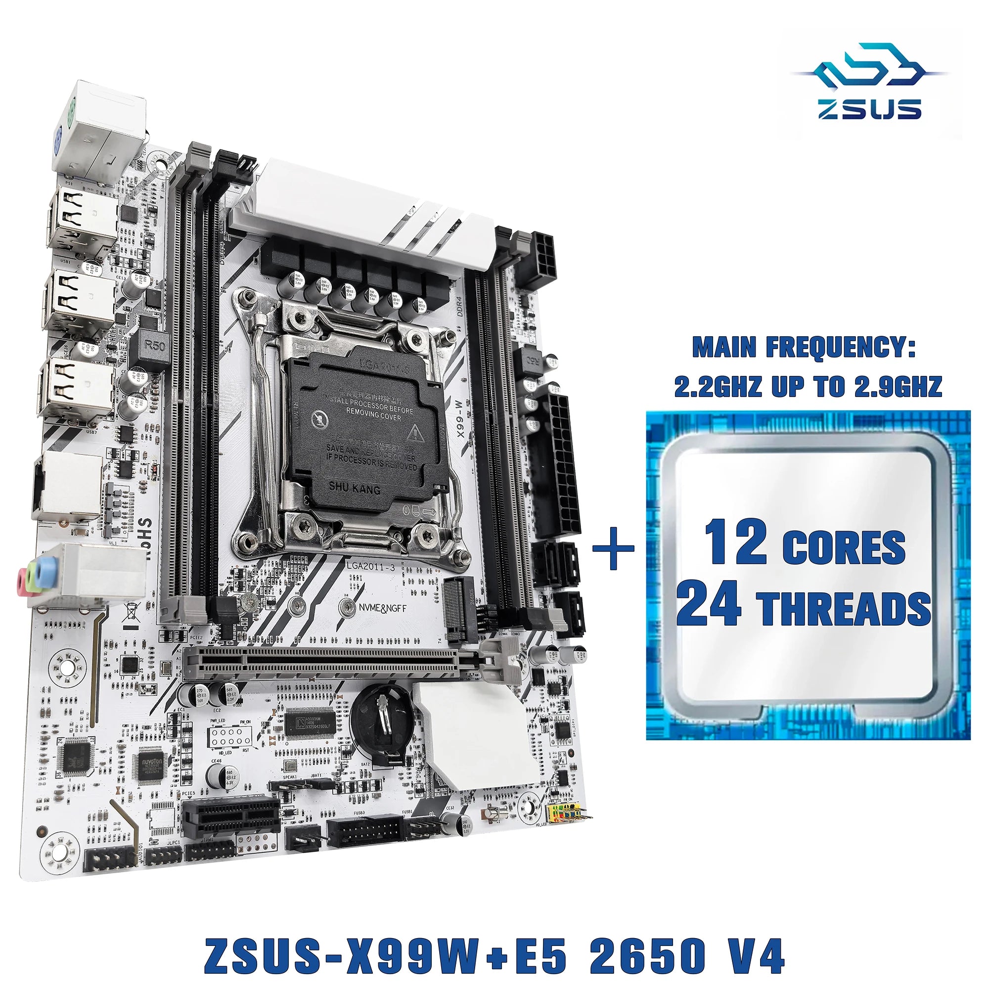 X99-W Motherboard Set: Xeon E5 2650 V4 CPU & DDR4 RAM Support Kit - 1