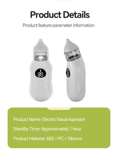 Electric Baby Nasal Aspirator - Rechargeable Nose Cleaner for Congestion Relief