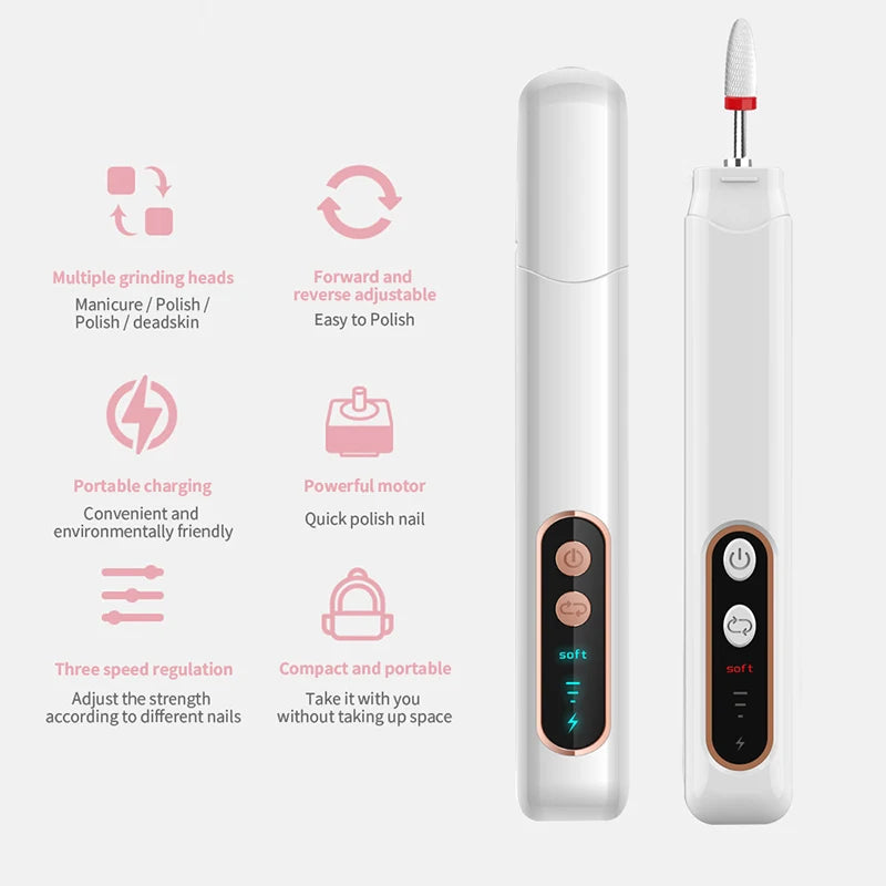 Professional Cordless Electric Nail File Set for Manicure and Pedicure - 9