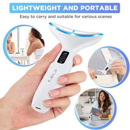 LED Light Therapy Face & Neck Lifting Massager - Anti-Aging Skin Tightening Tool