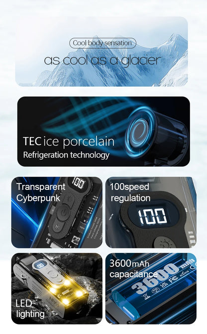 Portable 100-Speed Foldable Cooling Fan with LED Display