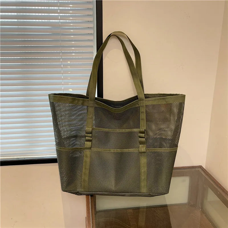 Luxury Canvas Mesh Beach Tote