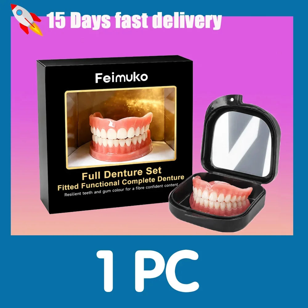 Custom Silicone Upper & Lower Denture Set for Natural Smile & Comfort - 13