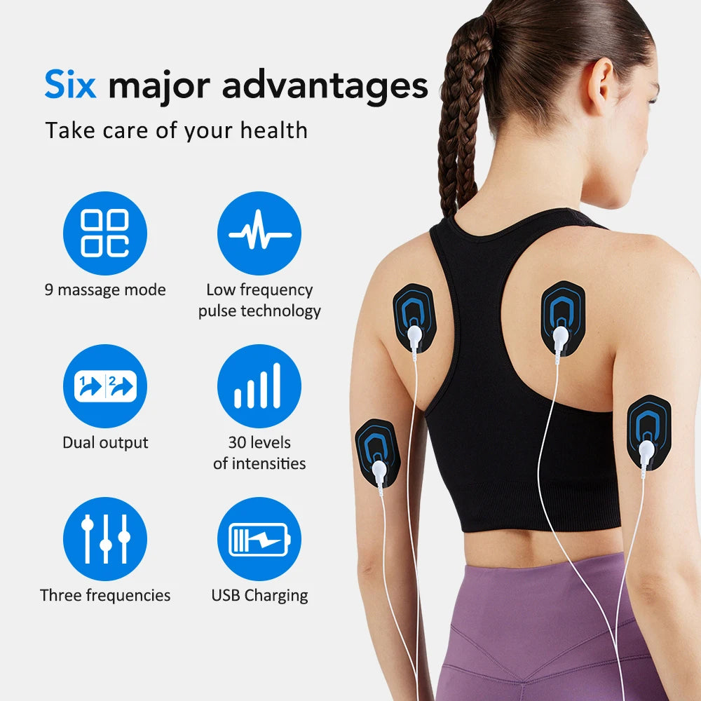 Portable Electric TENS & EMS Body Massager with 9 Modes and LCD Display - 2