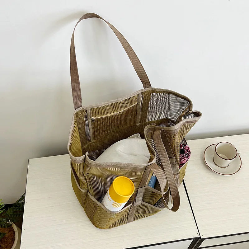 Luxury Canvas Mesh Beach Tote