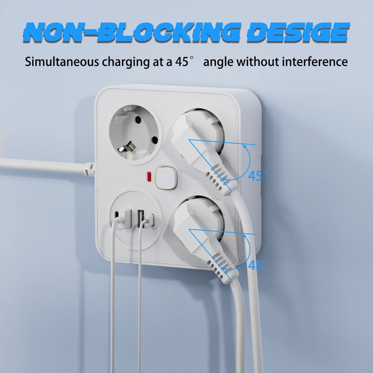 7-in-1 European Power Strip with 4 USB Ports & Surge Protection - 12