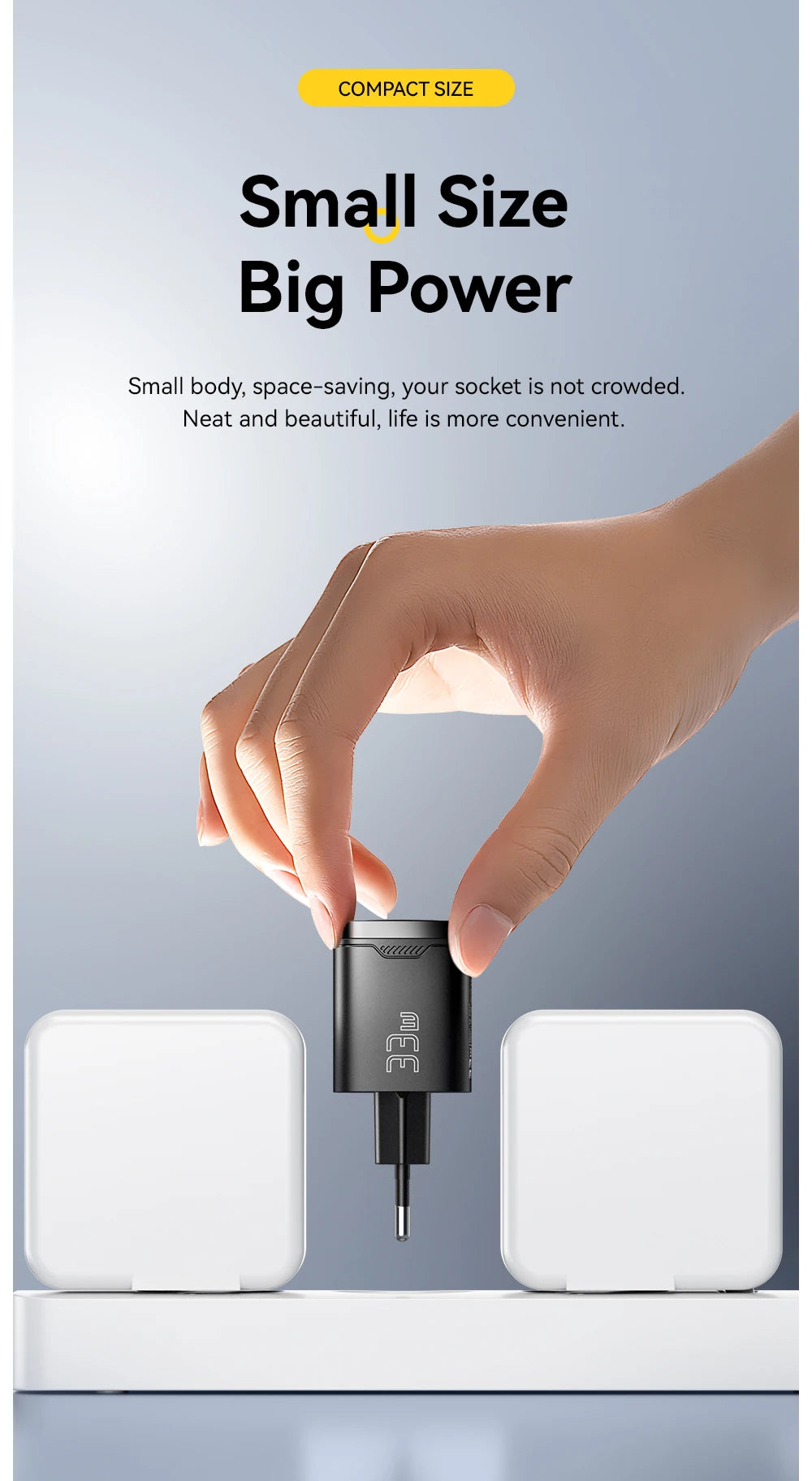 33W GaN Dual Port USB-C Fast Charger with Real-Time Digital Display - 16
