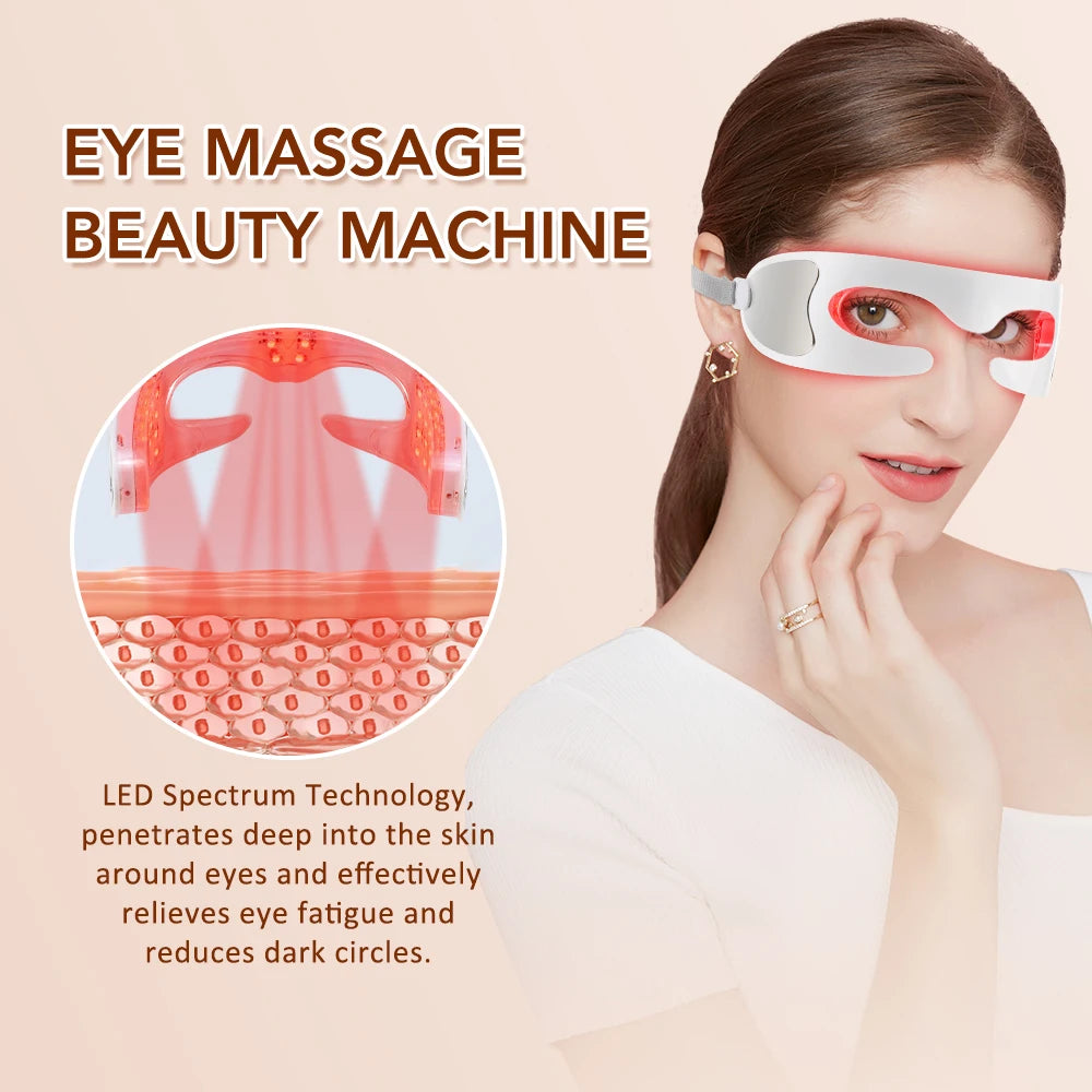 3D LED Red Light Eye Massager with Vibration for Dark Circles & Fatigue Relief